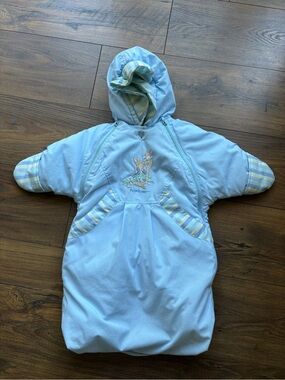 Beatrice Potter Quiltex Vintage Blue Embroidered Peter Rabbit Newborn BuntingBag